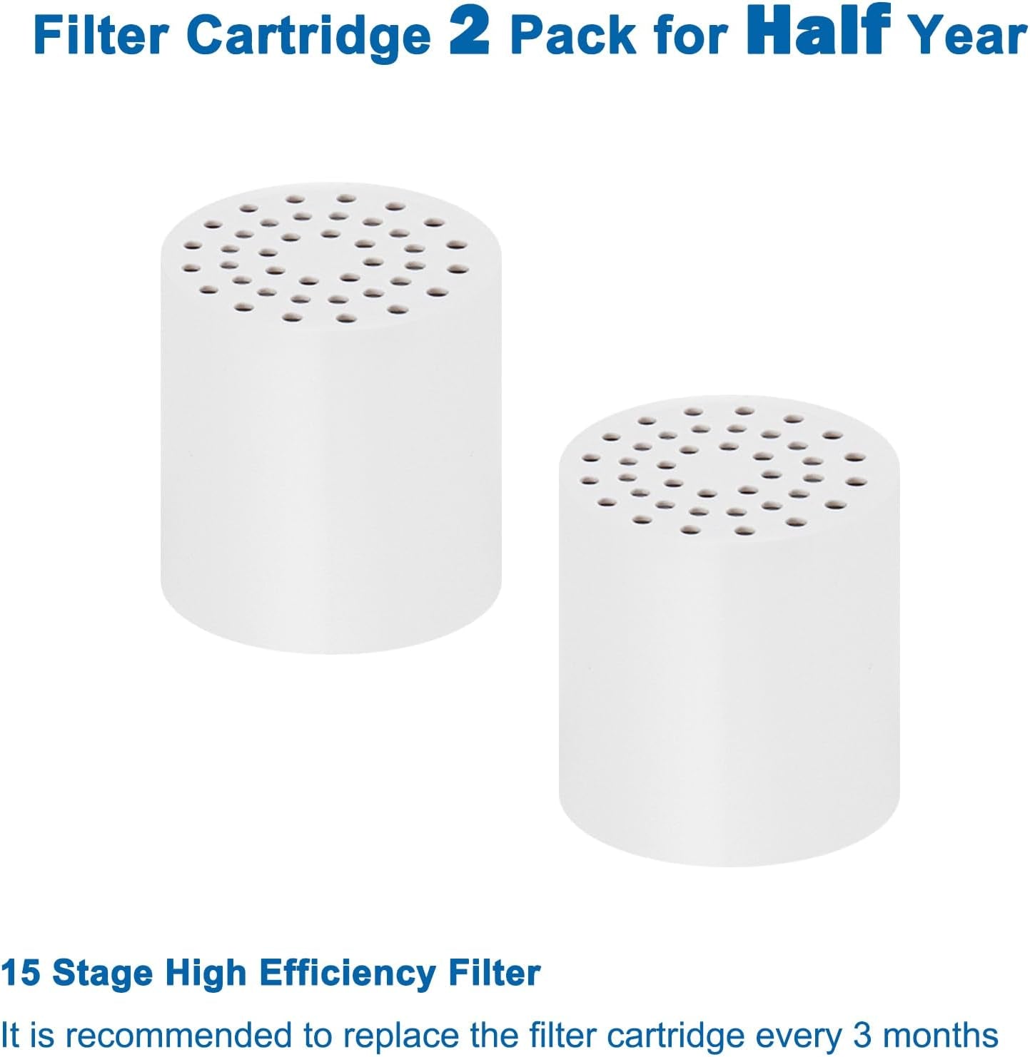 15 - Stage Replacement Cartridge Universal High Output Shower Filter with VC, Reduce Hard Water, Heavy Metal Impurity, Improve Skin & Hair, Fit Any Similar Filter (2 Pack)