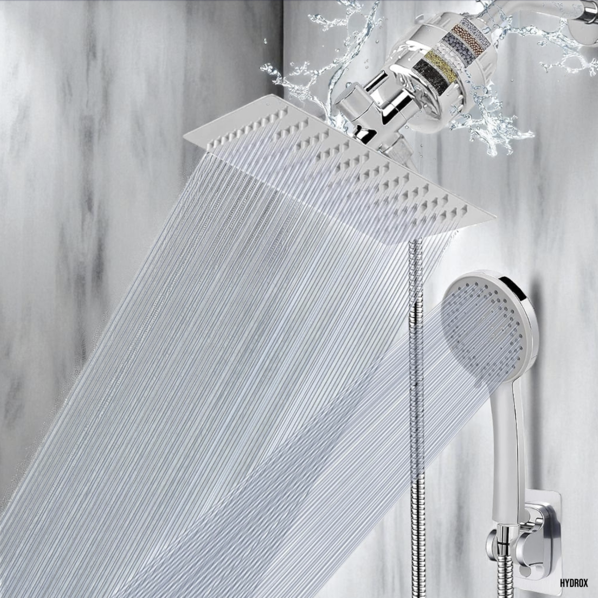 ™ High Pressure Filtered Shower System With Self-Adhesive Holder and FREE FILTER
