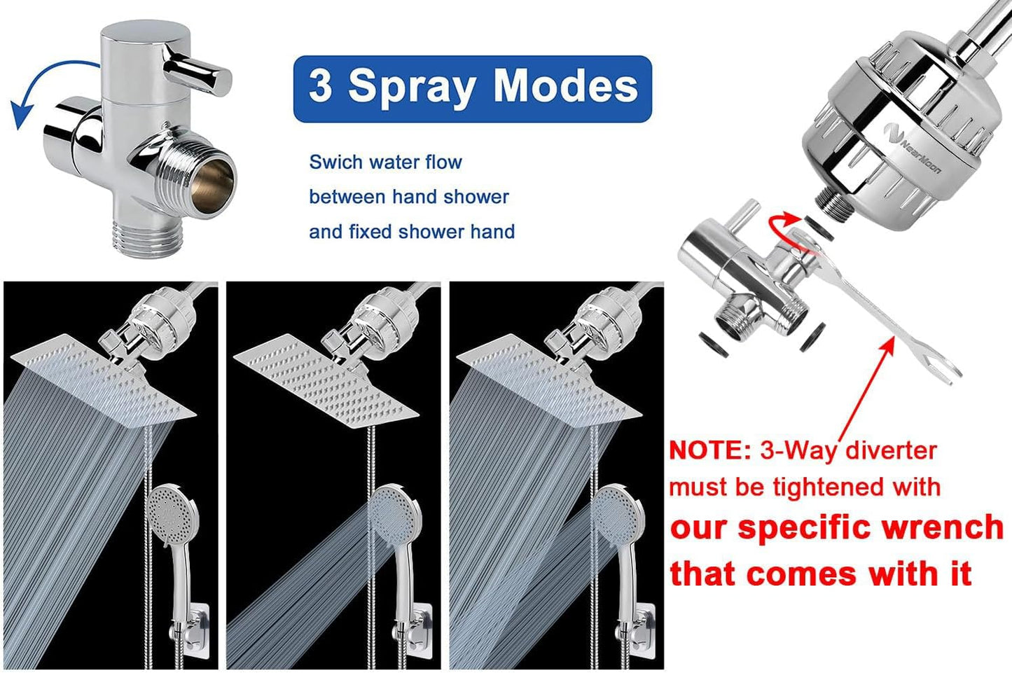 ™ High Pressure Filtered Showerhead With Self-Adhesive Holder and FREE FILTER