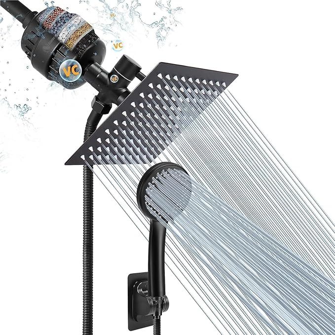 ™ High Pressure Filtered Shower System With Self-Adhesive Holder and FREE FILTER