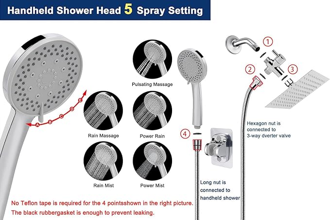 ™ High Pressure Filtered Shower System With Self-Adhesive Holder and FREE FILTER